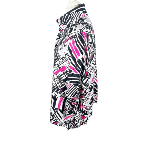 Ali Miles Abstract striped tunic top Wire Collar Artsy Chic A-Line Whimsy Size M - Picture 4 of 13